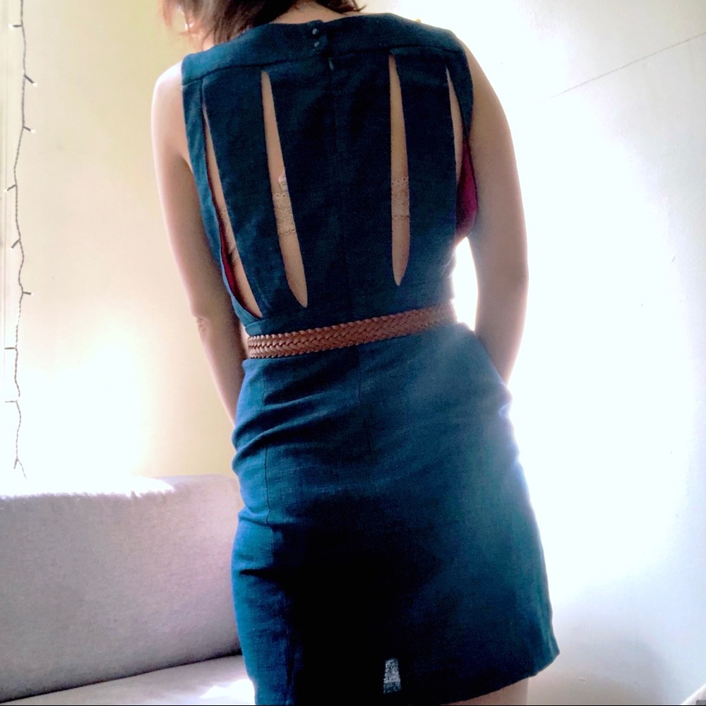 Blue peekaboo back wiggle dress